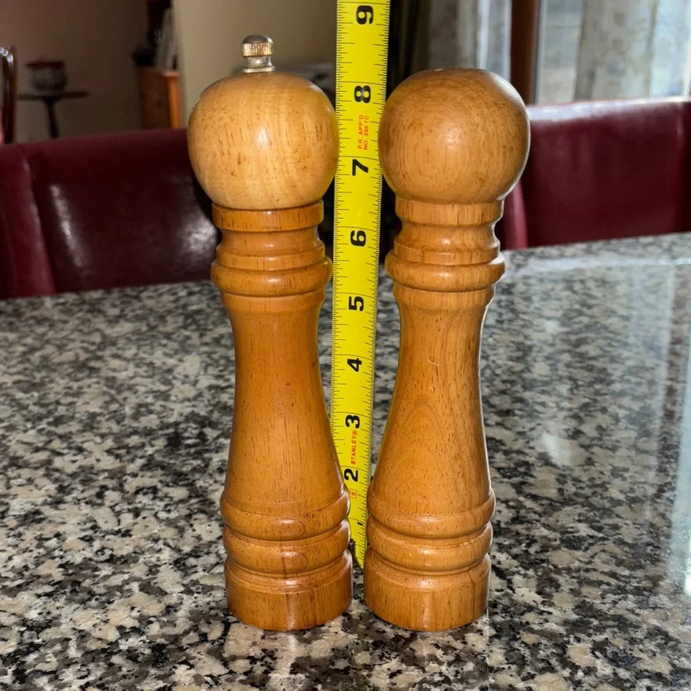 MCM Wooden Salt Shaker and Pepper Mill Grinder Set 8” tall